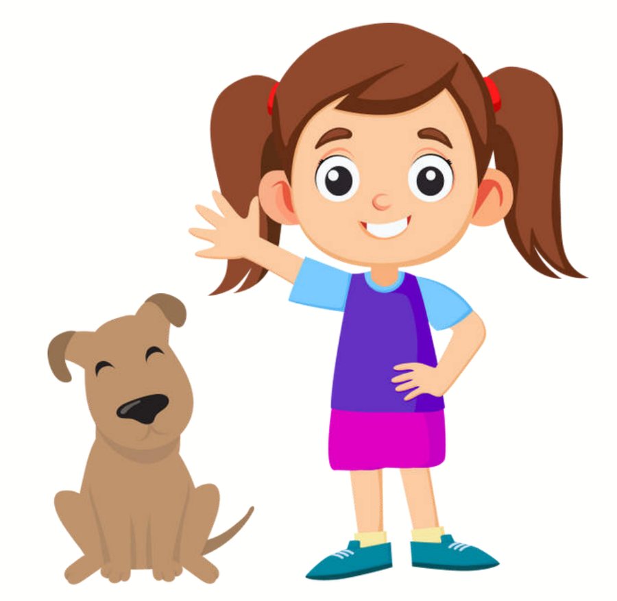 Die Hauptfigur der App, ein Mädchen, mit dem Hund Rocky