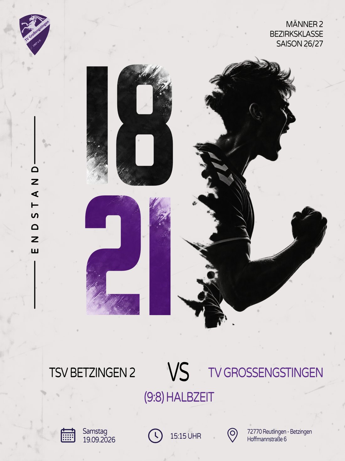 Ergebnis: Endstand 18 zu 21 für den TV Großengstingen